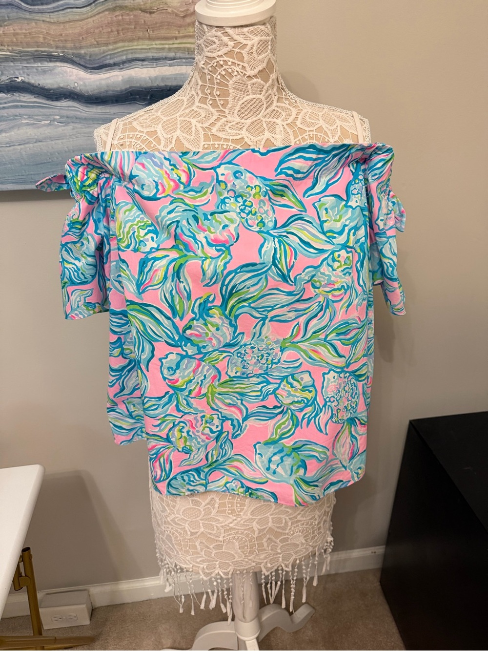 Lilly Pulitzer Women’s Off-Shoulder Swim Top in Pink Floral